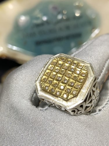 خاتم فضة بحجر الالماس الطبيعي صياغة ايرانيه