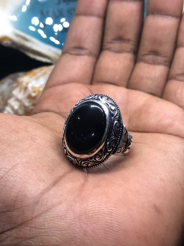 خاتم الفضة بحجر الجزع اليماني بصياغة أصلان المقاس...