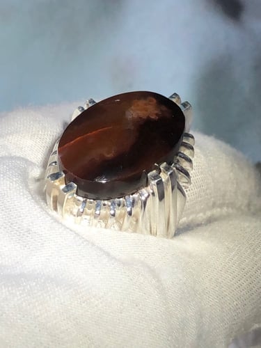 خاتم فضه بحجر العقيق اليماني صياغه بحرينيه حماده v...