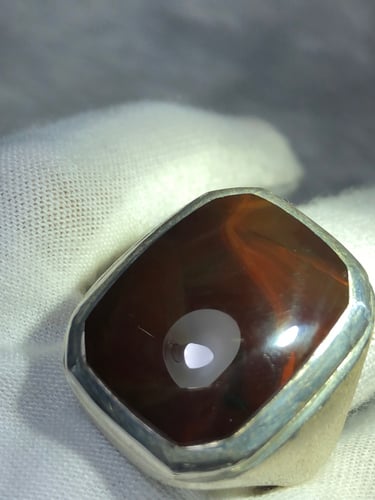 خاتم فضه بحجر العقيق اليماني المزعفر صياغه احمد ال...