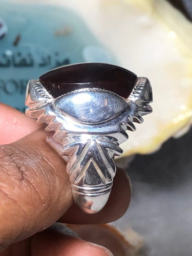 خاتم فضه بحجر العقيق اليماني صياغه بحرينيه ( حماده...