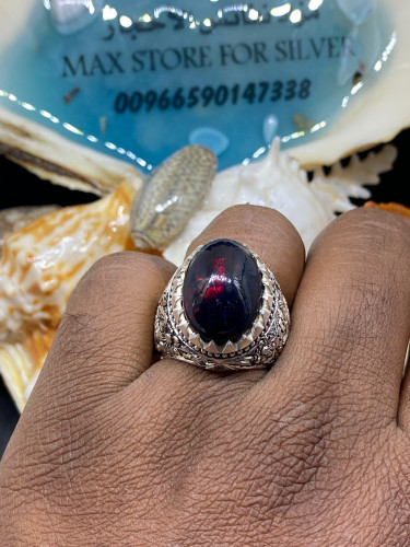 خاتم الفضة بحجر آوبال فل فاير بصياغة الاستاذ جراح...