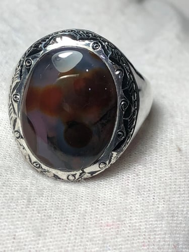 خاتم فضه بحجر العقيق اليماني صياغه بحرينيه ( حماده...