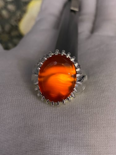 خاتم الفضة بحجر العقيق اليماني الزجاجي صياغة حمادة...