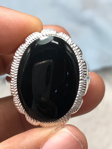 خاتم فضه بحجر العقيق الجزع الملوكي اليمني صياغة عا...