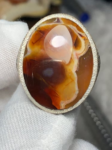 خاتم فضه بحجر العقيق اليماني صياغه بحرينيه برتاش (...