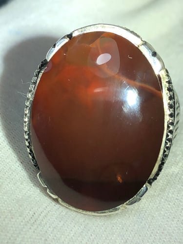 خاتم بحجر العقيق اليماني. صياغه بحرينيه gb42(غلام)