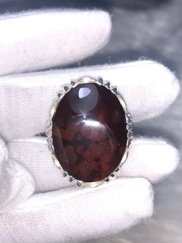 خاتم فضه بحجر العقيق اليماني المزعفر صياغه بحرينيه...