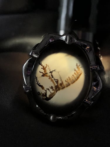 خاتم فضه بحجر العقيق اليماني الشجري