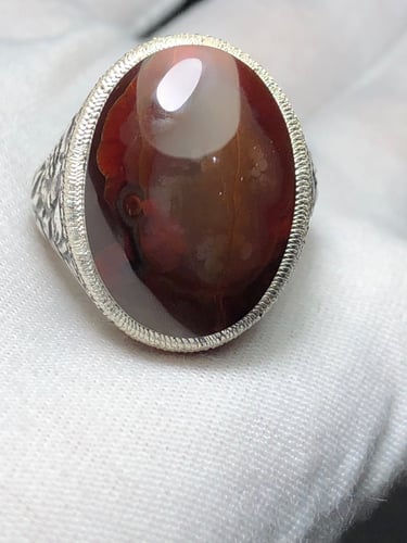 خاتم فضه بحجر العقيق اليماني صياغه بحرينيه برتاش (...