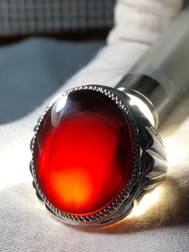 خاتم فضه بحجر العقيق اليماني صياغه بحرينيه حماده v...