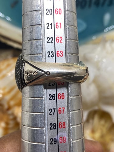 خاتم الفضة بحجر فيروز نيشابوري ايراني بصياغة عباسي...