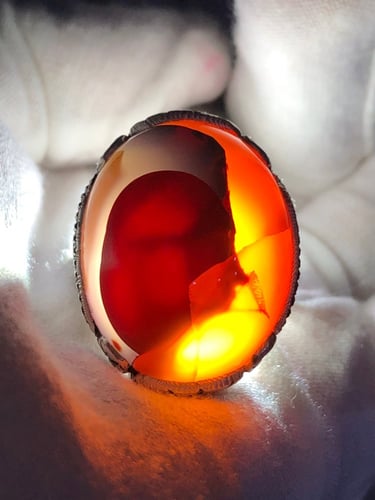 خاتم فضه بحجر العقيق اليماني راهيه صياغه حفر غلام