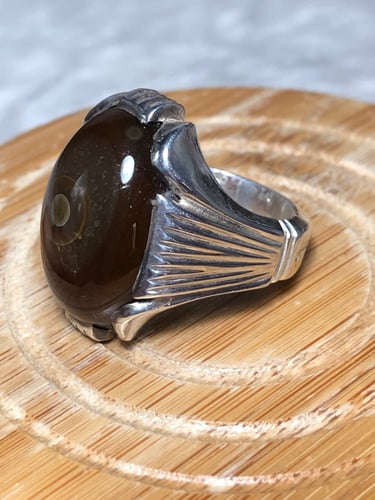 خاتم فضه بحجر سليماني هندي صياغه عقيل الحجر مأكسد...