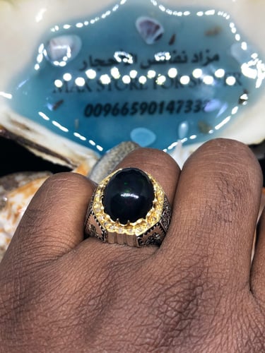 خاتم الفضة بحجر الاوبال الطبيعي بصياغة عباسي ار ال...