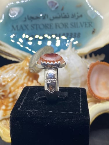 خاتم الفضة بحجر عقيق سليماني هندي بصياغة غلام المل...