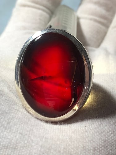 خاتم فضه بحجر العقيق اليماني صياغه المدينه المنورة