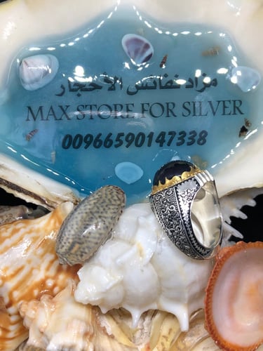 خاتم الفضة بحجر الاوبال الطبيعي بصياغة عباسي ار ال...