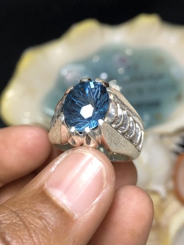 خاتم فضه بحجر التوباز صياغة حماده vip