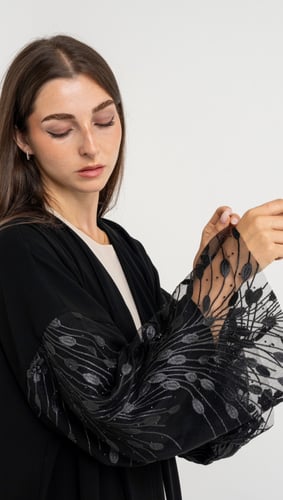 عبايه اكمام تل مطرز