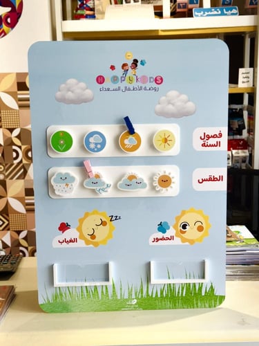 اكريلك رزنامة الفصول و الطقس و الحضور و الغياب