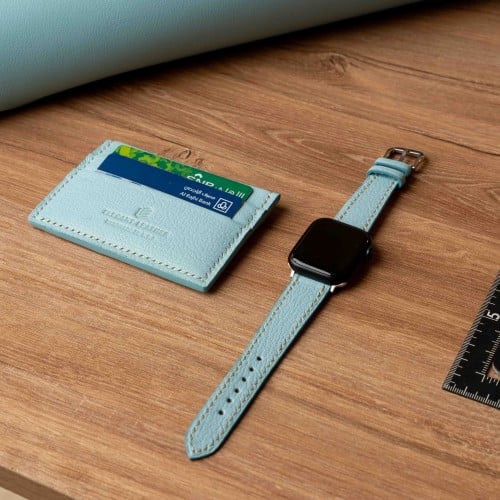 محفظة بطاقات رجالية مع سير ساعة أبل | أزرق سماوي