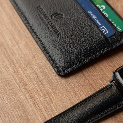 محفظة بطاقات رجالية- مصنوعة من جلد الماعز الفرنسي