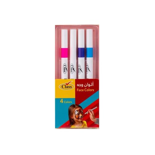 Classic face paint pens with brush tip, 4 colors