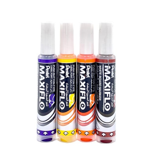 طقم أقلام سبورة ماكسي فلو العريض من بنتل - 4 أقلام