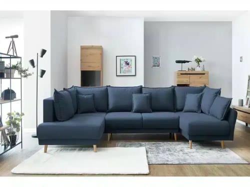 كنب زاوية حرف U بتصميم فاخر - لون كحلي