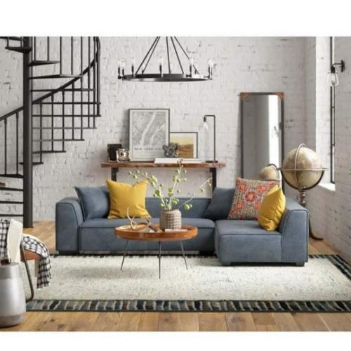 كنب زاوية حرف L - رمادي