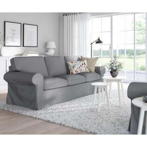 كنب ثلاث مقاعد بتفاصيل راقية- لون رمادي