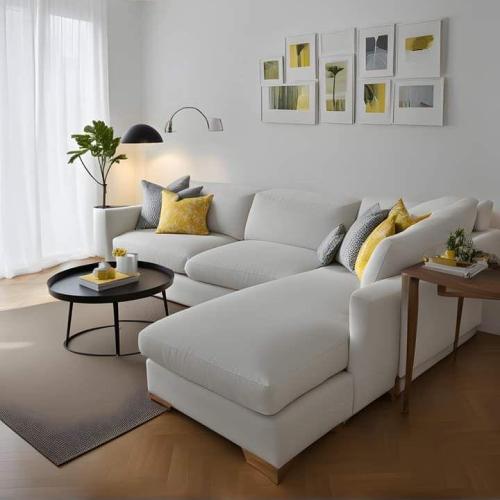 كنب زاوية حرف L نيرفان - لون أبيض