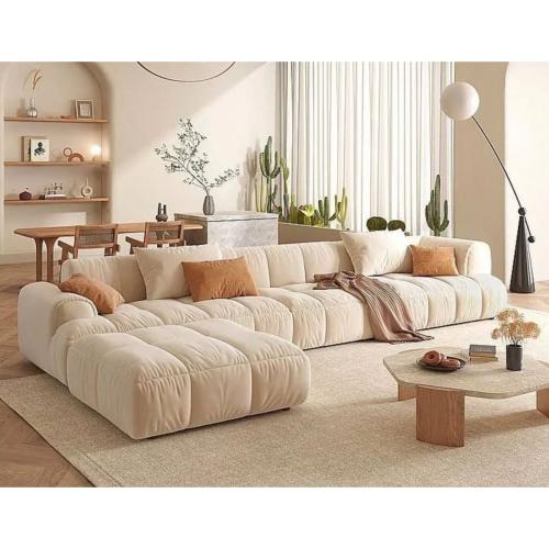 كنب زاوية حرف L بلون بيج أنيق و تصميم عصري و رائع