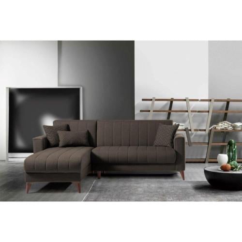 كنب زاوية حرف L بلون بني و تصميم مميز