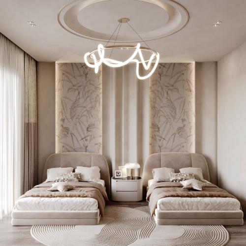 طقم أسرة اطفال أنيق بتصميم راقٍ - لون بيج