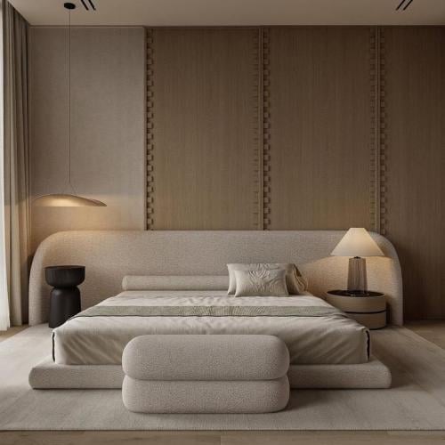 سرير مودرن بتصميم مميز - بيج