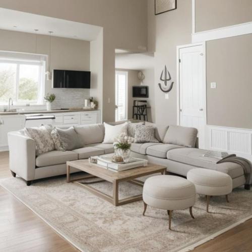 كنب زاوية حرف L بتصميم كلاسيكي فخم- لون رمادي