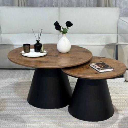 طقم طاولة قطعتين مودرن - لون بني و أسود