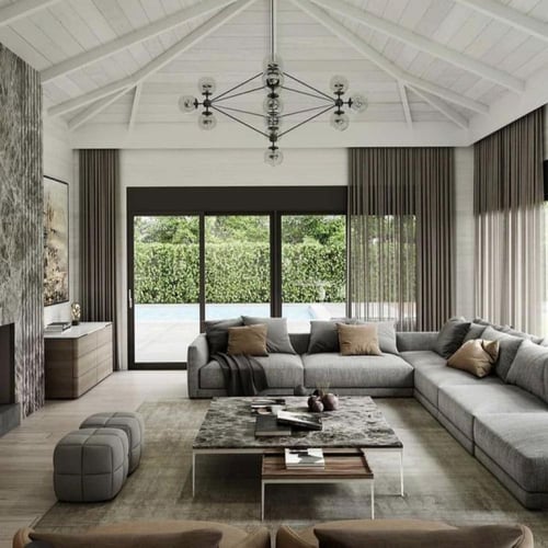 كنب زاوية حرف L من اكسرنت بشكل عصري - لون رمادي