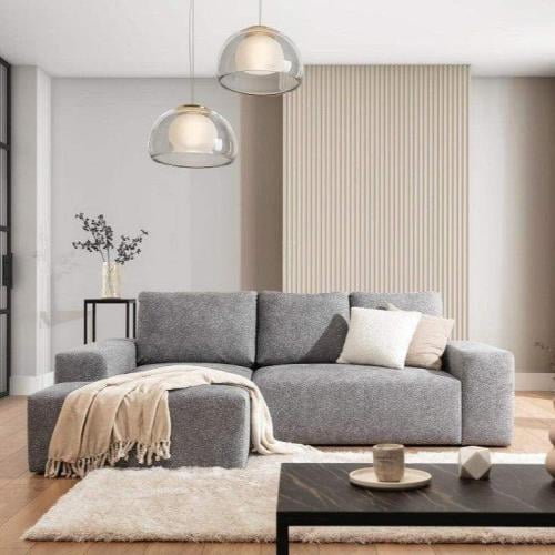 كنب زاوية حرف L بلون رمادي رائع وتصميم مبتكر