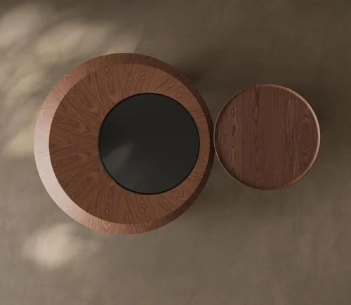 طقم طاولة قطعتين بتصميم إيطالي - بني