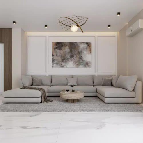 كنب زاوية حرف U لون بيج