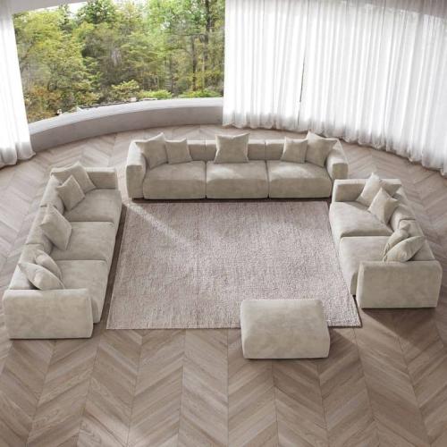 طقم كنب 4 قطع بتصميم أنيق - لون بيج