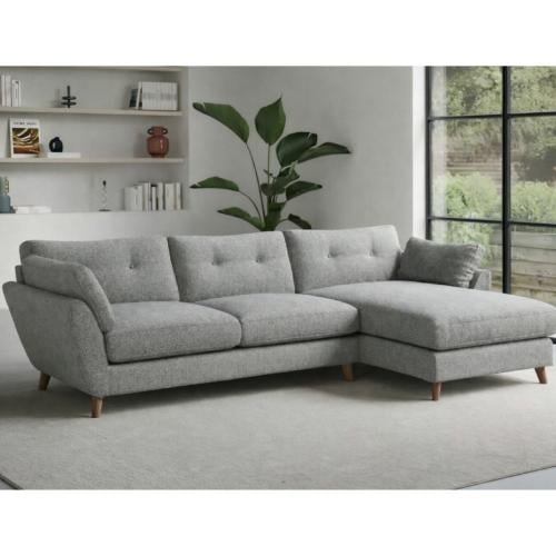 كنب زاوية لون رمادي حرف L بتصميم كلاسيكي راقي