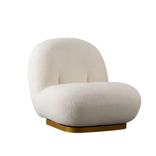 كرسي بوكليه ابيض قاعده دائريه متحركه