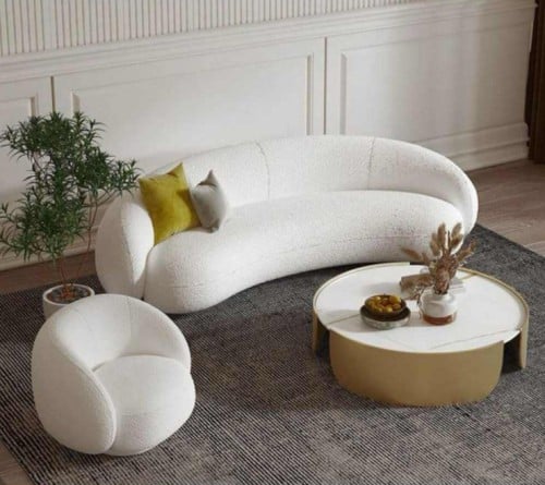 طقم كنب قطعتين_ أبيض