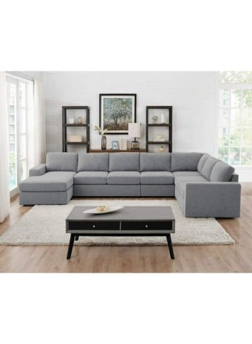 كنب زاوية حرف U لون رمادي بتصميم أنيق و مميز