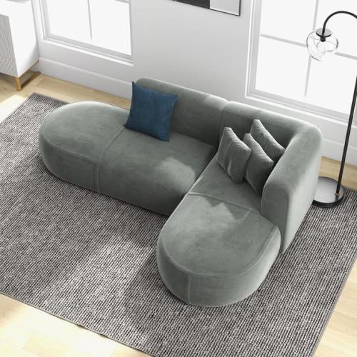 كنب زاوية حرف L بتصميم مميز – لون رمادي أنيق بتصمي...
