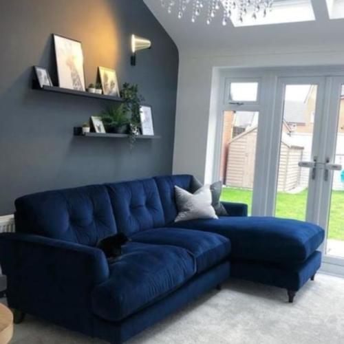 كنب زاوية حرف L - أزرق